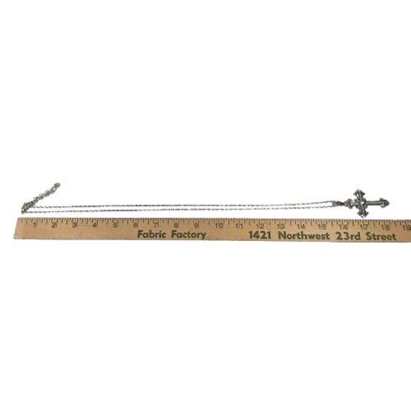 Brighton Large Cross Necklace Swarovski Crystals Pearl Pendant Long Silver Chain - Picture 13 of 13